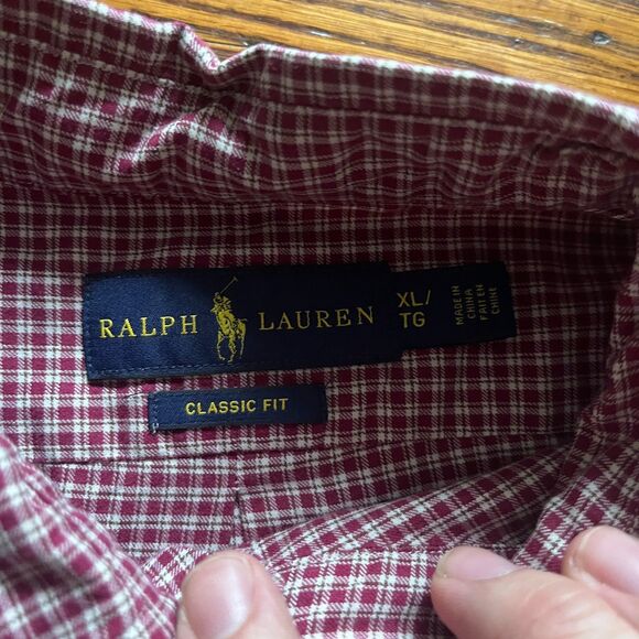 Polo Ralph Lauren Men's XL Classic Fit Button Down Dress Shirt Red Gingham Plaid - Picture 3 of 8